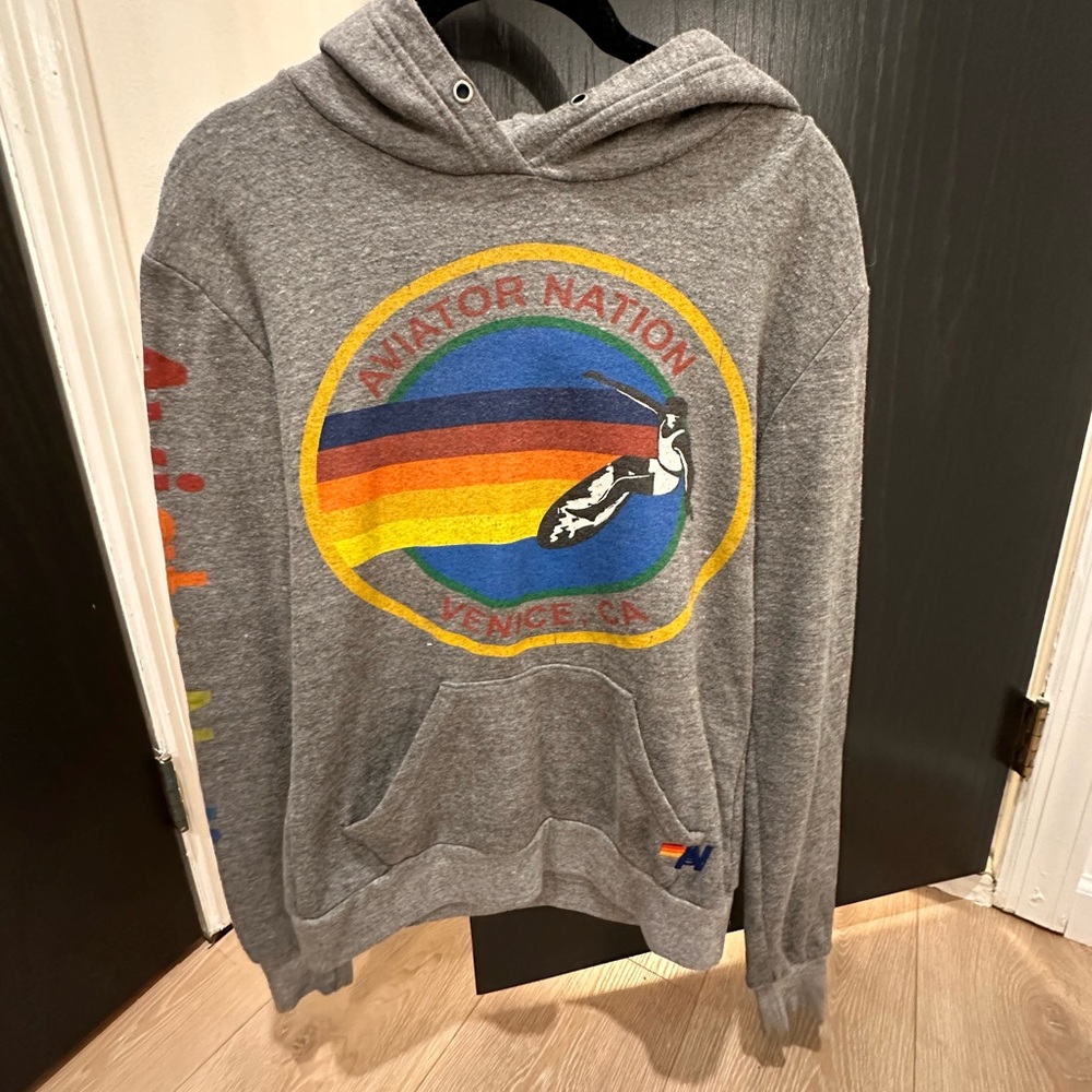 Grey aviator nation logo hoodie